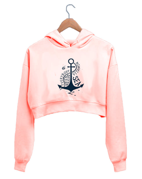 Quirkipedia Everybody needs Vitamin Sea TRAVEL Travel, Womens Crop Hoodies
